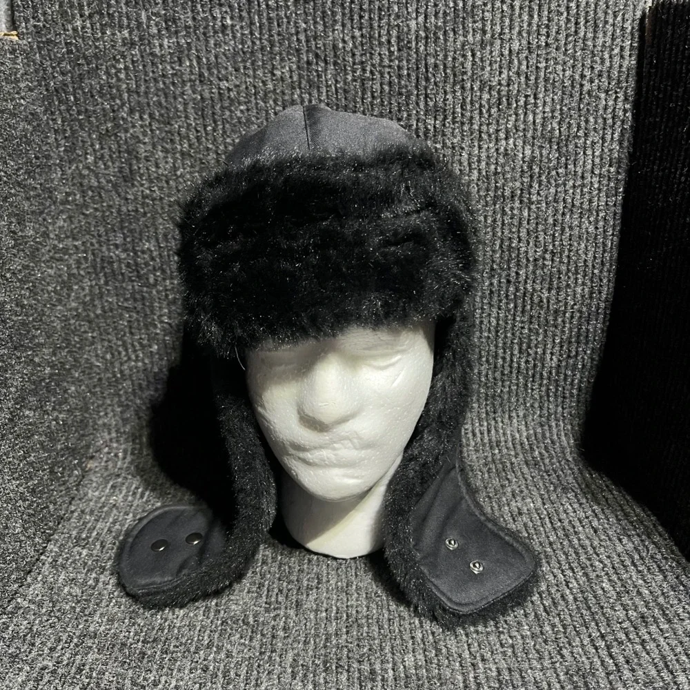 The North Face Trapper Hat Unisex OS Black Faux Fur Ear Flap Ushanka APCC F12